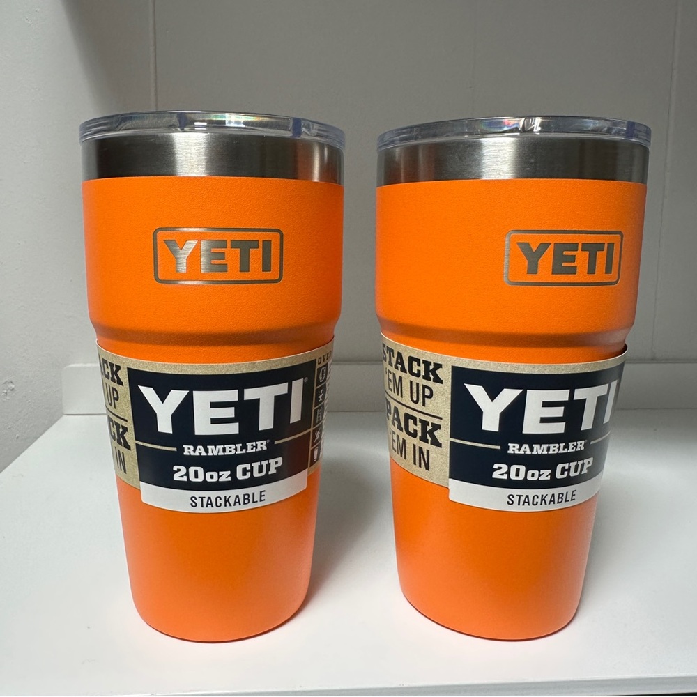 YETI 20oz Rambler Stackable - King Crab Orange. RARE. NWT.